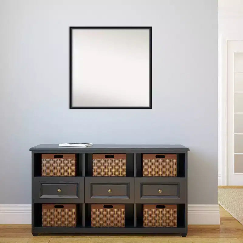 Miroir mural carré Lucie Noir non biseauté 27" x 27" - Amanti Art : Moderne, quincaillerie de fixation incluse