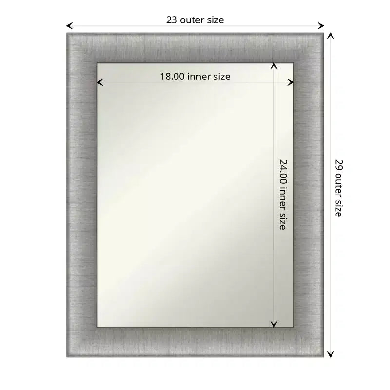 Miroir mural élégant 23 po x 29 po pour salle de bain, étain brossé - Amanti Art : Rectangulaire moderne, fixation murale