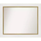 Amanti Art 33"x27" Non-Beveled Eva Bathroom Wall Mirror: White, Gold Frame, Modern Vanity Wall-Mount