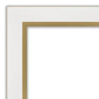 Miroir mural de salle de bain Amanti Art 33"x27" sans biseau Eva : Blanc, cadre doré, moderne à fixer au mur
