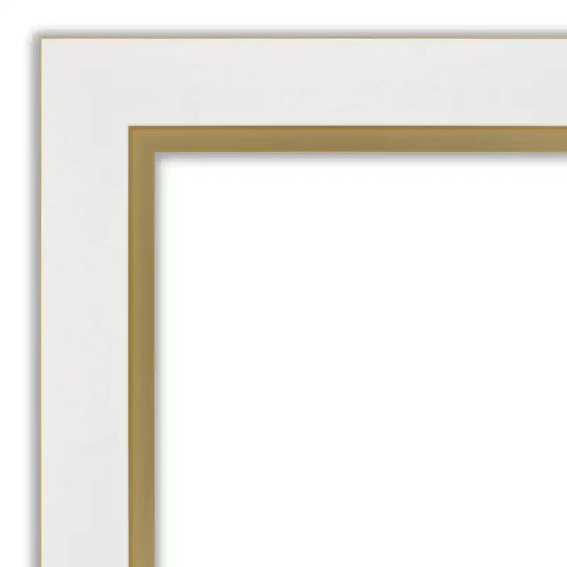Miroir mural de salle de bain Amanti Art 33"x27" sans biseau Eva : Blanc, cadre doré, moderne à fixer au mur