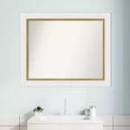 Miroir mural de salle de bain Amanti Art 33"x27" sans biseau Eva : Blanc, cadre doré, moderne à fixer au mur