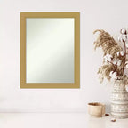 Miroir mural Grace brossé doré 22" x 28" sans biseau - Amanti Art : Rectangle, cadre en polystyrène, quincaillerie de montage incluse