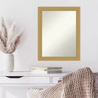 Miroir mural Grace brossé doré 22" x 28" sans biseau - Amanti Art : Rectangle, cadre en polystyrène, quincaillerie de montage incluse