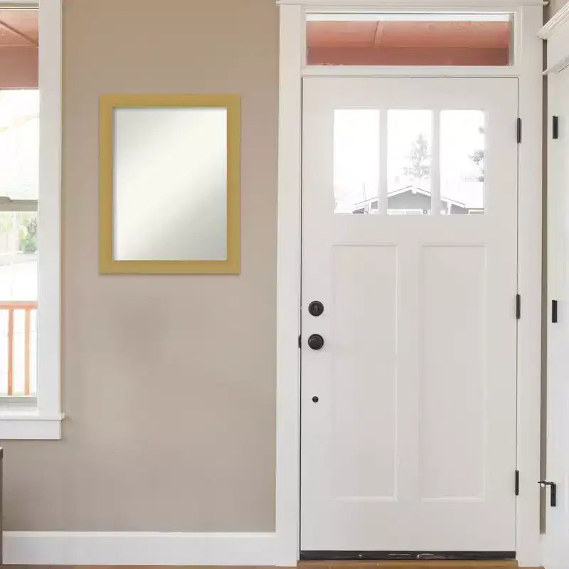 Miroir mural Grace brossé doré 22" x 28" sans biseau - Amanti Art : Rectangle, cadre en polystyrène, quincaillerie de montage incluse
