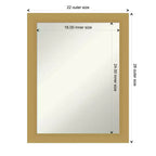 Miroir mural Grace brossé doré 22" x 28" sans biseau - Amanti Art : Rectangle, cadre en polystyrène, quincaillerie de montage incluse