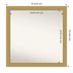 Miroir mural de salle de bain Grace non biseauté 30" x 30" Or brossé - Amanti Art : Cadre carré en polystyrène, Fixation murale