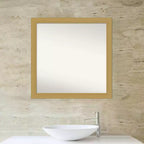 Miroir mural de salle de bain Grace non biseauté 30" x 30" Or brossé - Amanti Art : Cadre carré en polystyrène, Fixation murale