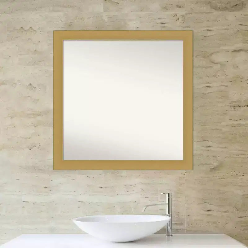 Miroir mural de salle de bain Grace non biseauté 30" x 30" Or brossé - Amanti Art : Cadre carré en polystyrène, Fixation murale