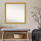 Miroir mural de salle de bain Grace non biseauté 30" x 30" Or brossé - Amanti Art : Cadre carré en polystyrène, Fixation murale