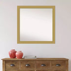 Miroir mural de salle de bain Grace non biseauté 30" x 30" Or brossé - Amanti Art : Cadre carré en polystyrène, Fixation murale