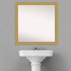 Miroir mural de salle de bain Grace non biseauté 30" x 30" Or brossé - Amanti Art : Cadre carré en polystyrène, Fixation murale