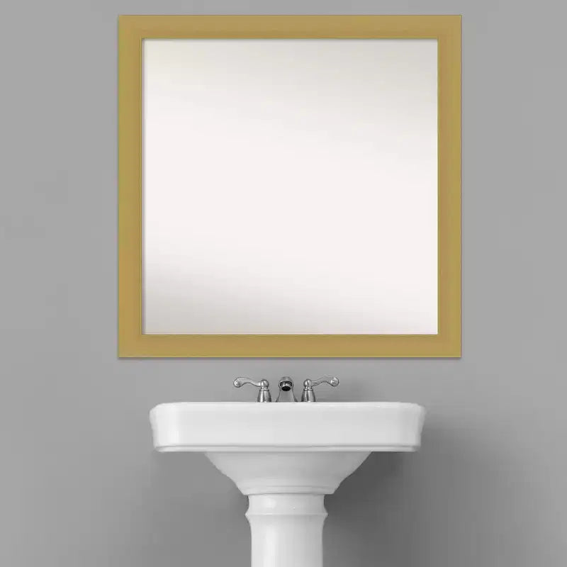 Miroir mural de salle de bain Grace non biseauté 30" x 30" Or brossé - Amanti Art : Cadre carré en polystyrène, Fixation murale