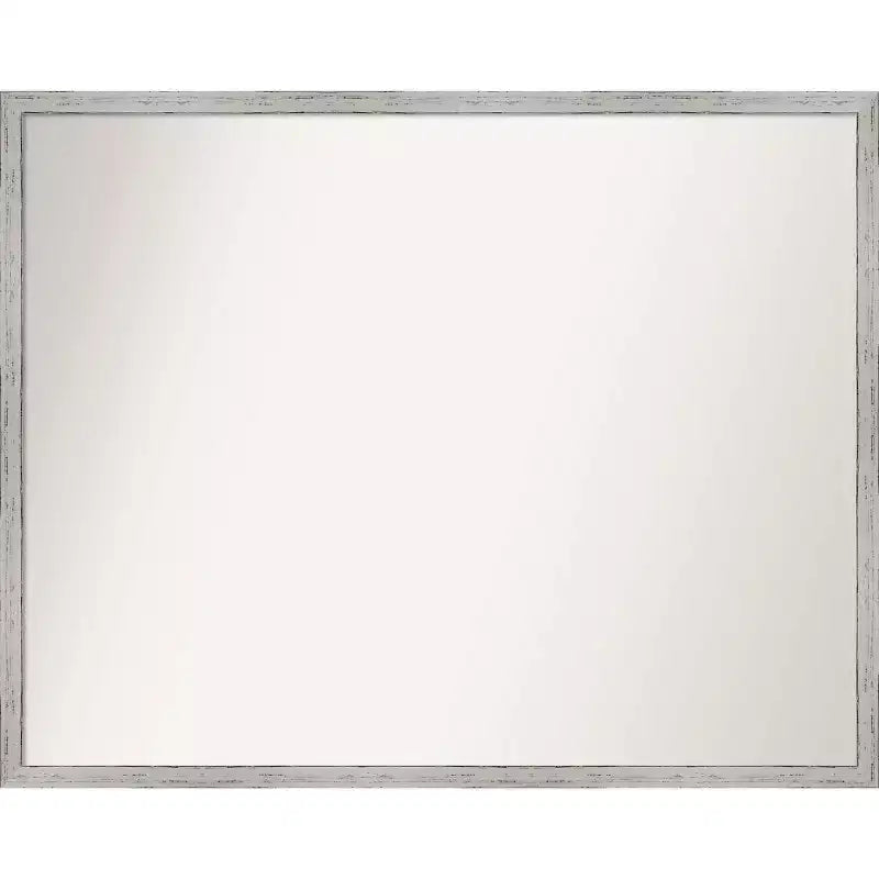 29" x 23" Shiplap White Wood Wall Mirror: Modern Rectangle, No Assembly - Amanti Art