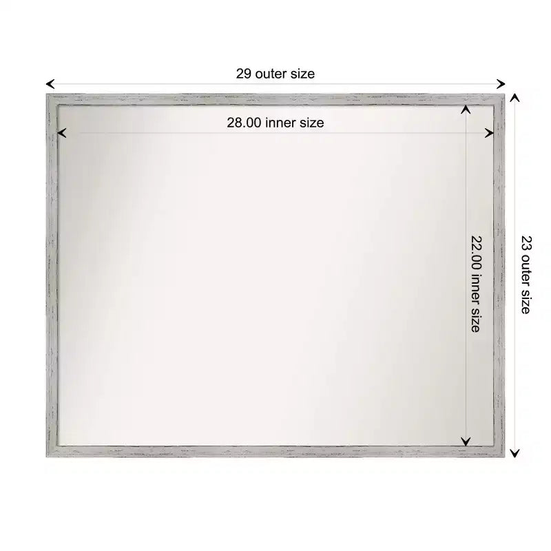 Miroir mural en bois blanc lambrissé 29" x 23" : Rectangulaire moderne, sans montage - Amanti Art