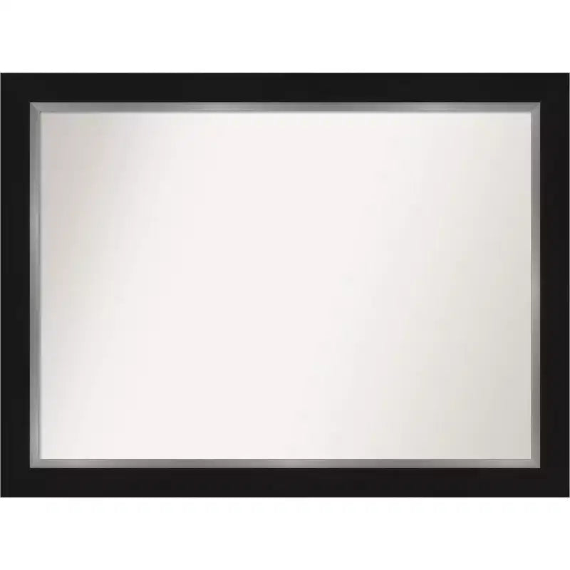 44" x 33" Non-Beveled Eva Bathroom Wall Mirror Black - Amanti Art: Modern Rectangle, Includes Mounting Hardware