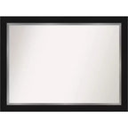 44" x 33" Non-Beveled Eva Bathroom Wall Mirror Black - Amanti Art: Modern Rectangle, Includes Mounting Hardware