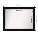 Miroir mural de salle de bain Eva noir non biseauté 44 po x 33 po - Amanti Art : Rectangle moderne, Quincaillerie de montage incluse