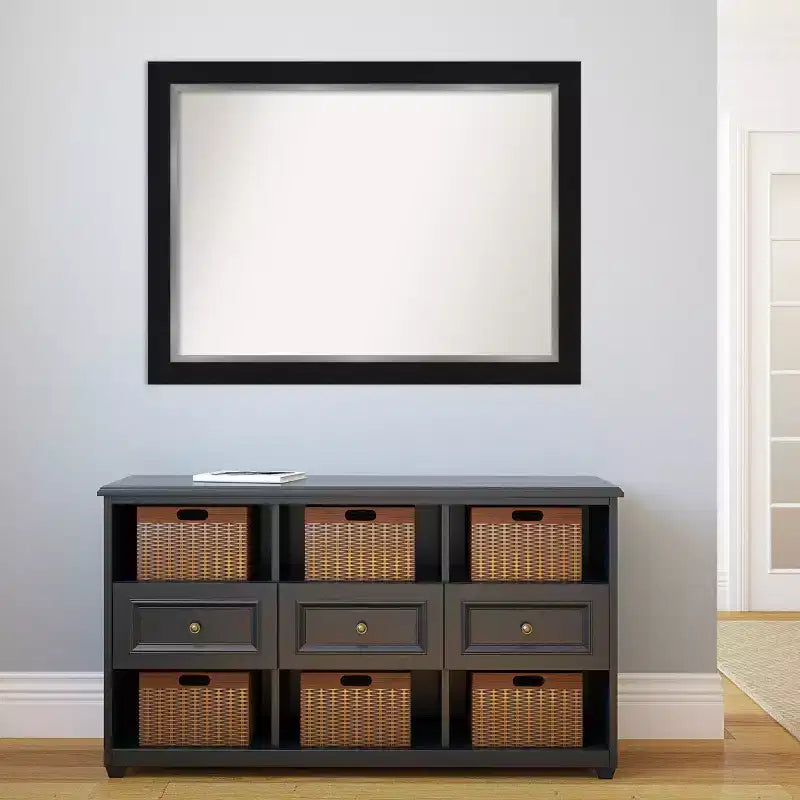 Miroir mural de salle de bain Eva noir non biseauté 44 po x 33 po - Amanti Art : Rectangle moderne, Quincaillerie de montage incluse