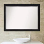 Miroir mural de salle de bain Eva noir non biseauté 44 po x 33 po - Amanti Art : Rectangle moderne, Quincaillerie de montage incluse