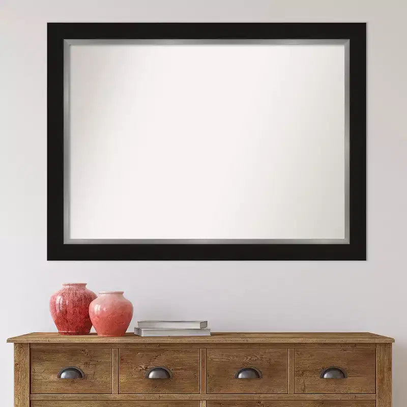 Miroir mural de salle de bain Eva noir non biseauté 44 po x 33 po - Amanti Art : Rectangle moderne, Quincaillerie de montage incluse