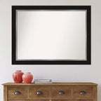 Miroir mural de salle de bain Eva noir non biseauté 44 po x 33 po - Amanti Art : Rectangle moderne, Quincaillerie de montage incluse