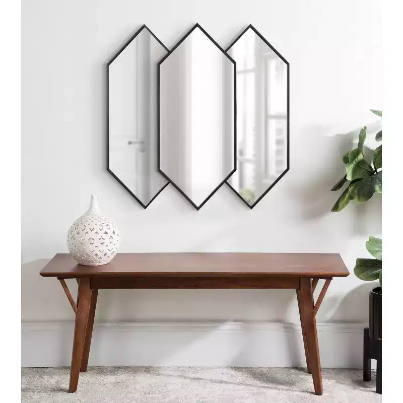 Miroir mural encadré Diaz 71 cm x 68,5 cm Noir - Kate & Laurel All Things Decor : Hexagonal, Design Moderne, Aucun assemblage requis