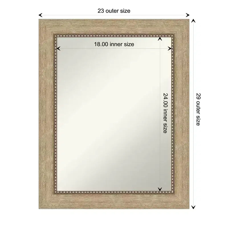 Miroir mural Astor Champagne non biseauté de 23" x 29" - Amanti Art