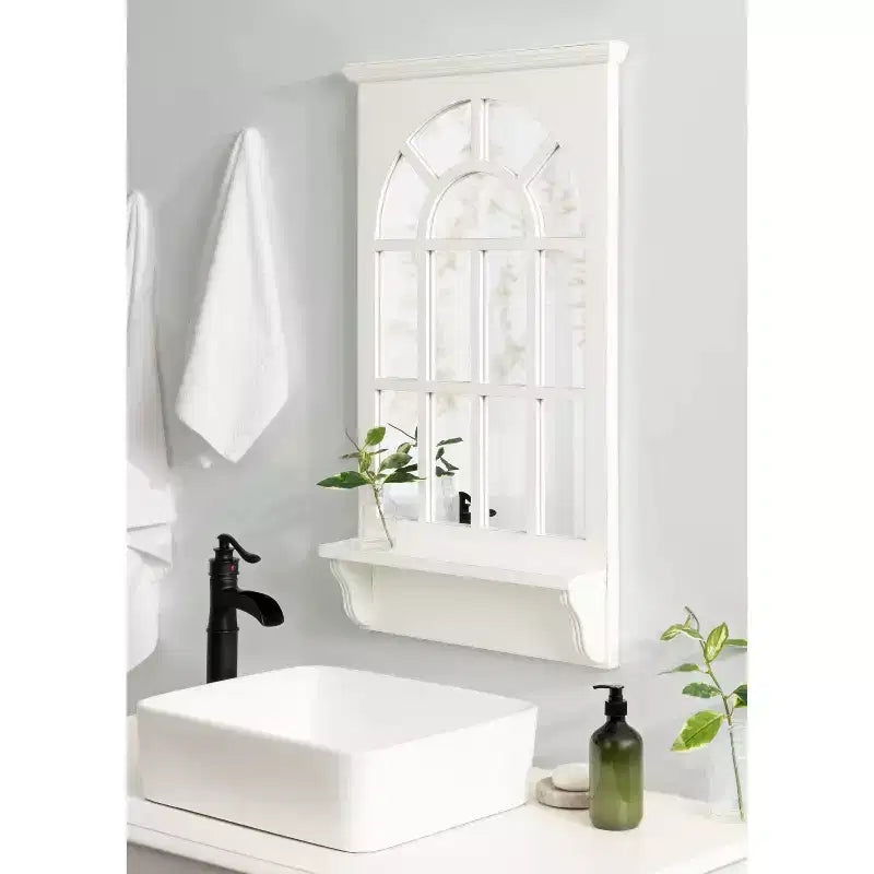 Miroir mural avec étagère Wallhaus 53x91 cm blanc - Kate & Laurel All Things Decor