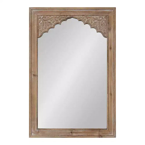 Miroir mural décoratif encadré en bois Shivani 24" x 36" Marron rustique - Kate & Laurel All Things Decor : Style vintage bohème