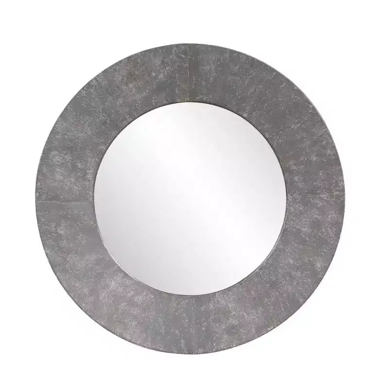 Howard Elliott 30" Round Metal Framed Wall and Accent Mirror: Rustic Gray, No Assembly, Wall Mount