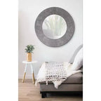 Miroir mural et d'appoint rond en métal de 30 po Howard Elliott : Gris rustique, aucun assemblage requis, à fixer au mur