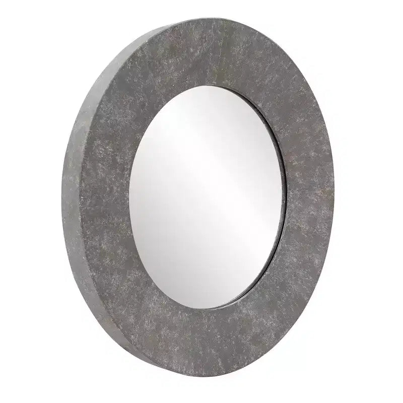 Miroir mural et d'appoint rond en métal de 30 po Howard Elliott : Gris rustique, aucun assemblage requis, à fixer au mur