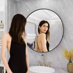 Miroir Rond Mural en Aluminium 24" WallBeyond pour Porte d'Armoire de Salle de Bain, Noir