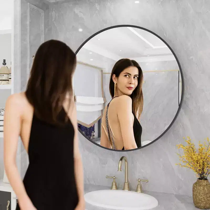 Miroir Rond Mural en Aluminium 24" WallBeyond pour Porte d'Armoire de Salle de Bain, Noir