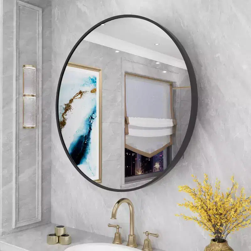 Miroir Rond Mural en Aluminium 24" WallBeyond pour Porte d'Armoire de Salle de Bain, Noir