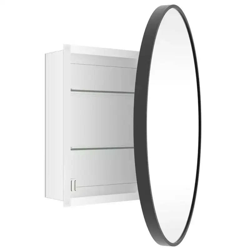 Miroir Rond Mural en Aluminium 24" WallBeyond pour Porte d'Armoire de Salle de Bain, Noir
