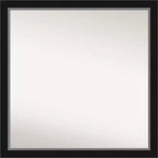29" x 29" Non-Beveled Eva Narrow Bathroom Wall Mirror Black - Amanti Art: Modern Square Polystyrene Frame, Includes Mounting Hardware