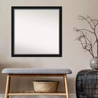 Miroir mural étroit de salle de bain non biseauté Eva 29 po x 29 po Noir - Amanti Art : Cadre carré moderne en polystyrène, quincaillerie de fixation incluse