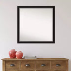 Miroir mural étroit de salle de bain non biseauté Eva 29 po x 29 po Noir - Amanti Art : Cadre carré moderne en polystyrène, quincaillerie de fixation incluse