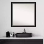 Miroir mural étroit de salle de bain non biseauté Eva 29 po x 29 po Noir - Amanti Art : Cadre carré moderne en polystyrène, quincaillerie de fixation incluse