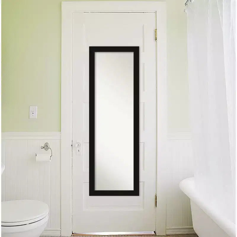 Amanti Art 17" x 51" Miroir de porte intégral encadré Avon noir : Rectangulaire moderne pour chambre et montage mural