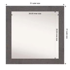 Amanti Art Miroir mural rustique gris de 32 po x 32 po sans biseau : Carré, cadre en polystyrène, fixation murale