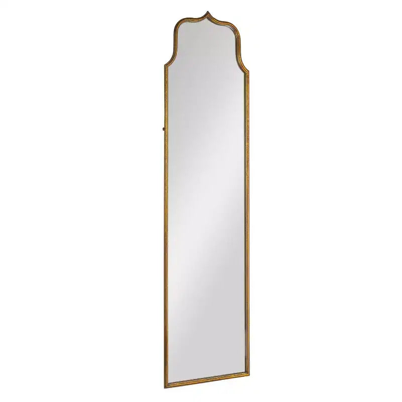 Storied Home Arched Floor Length Metal Framed Wall Mirror Antique Goldleaf: 70 Inch Rectangular Design, No Assembly Required