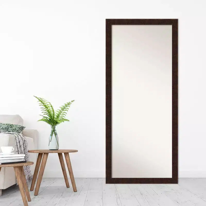 Miroir à poser ou mural William de 71 x 163 cm, cadre étroit couleur bronze - Amanti Art : Cadre moderne en polystyrène, peut être fixé au mur