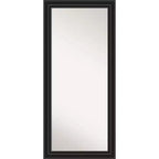 30" x 66" Non-Beveled Colonial Black Full Length Floor Leaner Mirror - Amanti Art