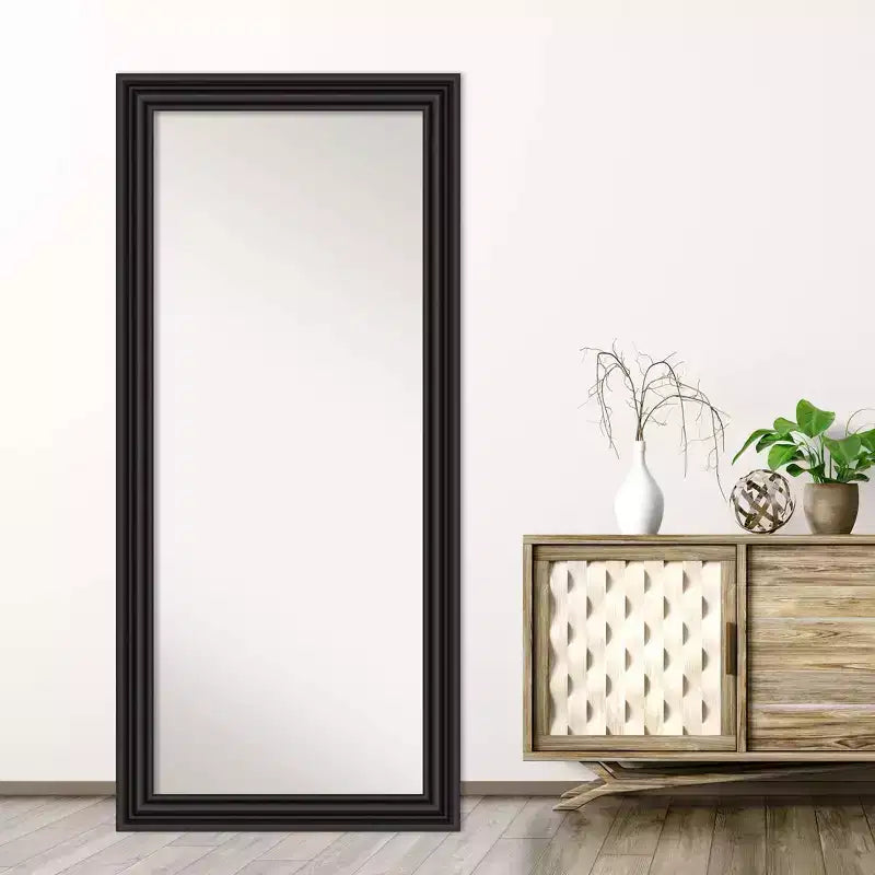 Miroir à poser pleine longueur colonial noir 30" x 66" sans biseau - Amanti Art