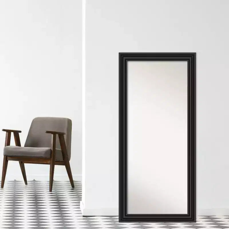 Miroir à poser pleine longueur colonial noir 30" x 66" sans biseau - Amanti Art