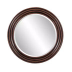 Howard Elliott 24" Round Mahogany Stained Wood Framed Mirror: Modern Decor, Wall Mount, No Assembly Required