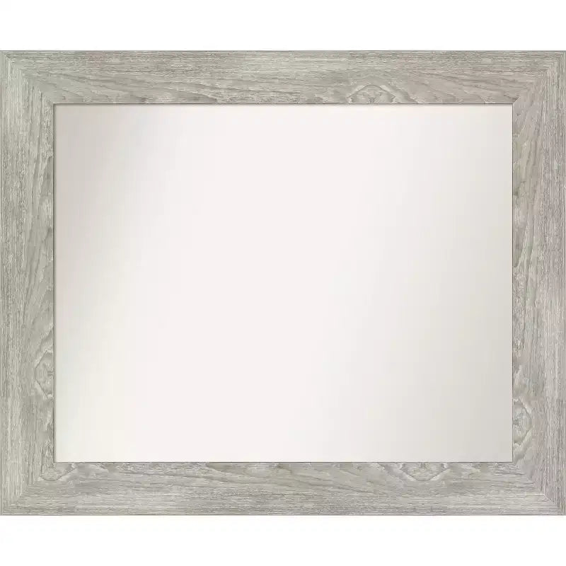 34" x 28" Non-Beveled Dove Gray Wash Wall Mirror - Amanti Art: Modern Rectangle, Polystyrene Frame